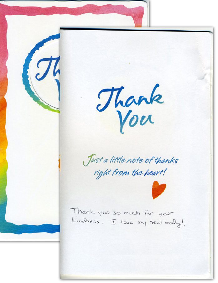 I love my new body! - Thank You Card